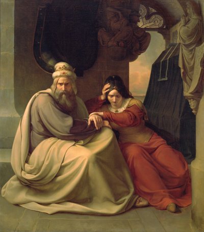 Pareja real llorando por su hija muerta de Carl Friedrich Lessing